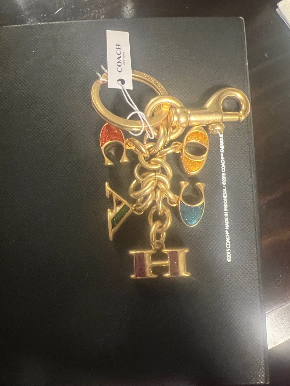 Coach Gold-tone Multicolor Enamel Letter Charm Keyring